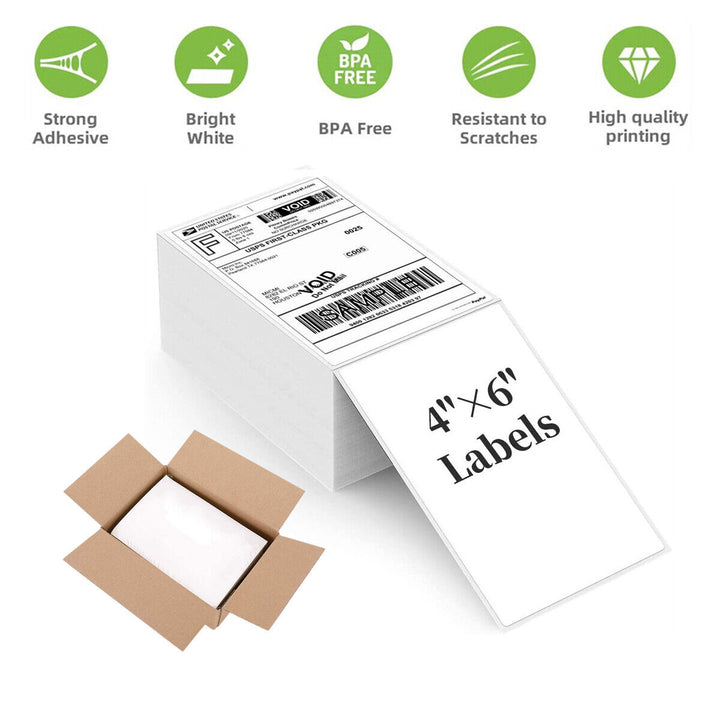 White Fanfold Thermal Printer Address Labels (4x6)