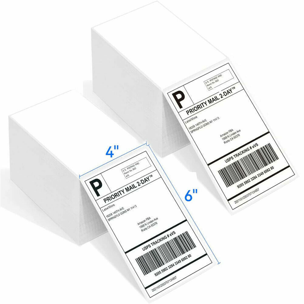 White Fanfold Thermal Printer Address Labels (4x6)